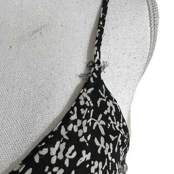 Aqua Black and White Floral Dress Size XS Asymmetrical Hem Spaghetti Straps - Picture 8 of 11